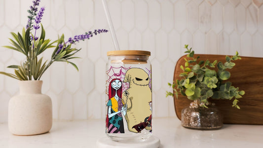 Nightmare Before Christmas 16 oz Glass Tumbler