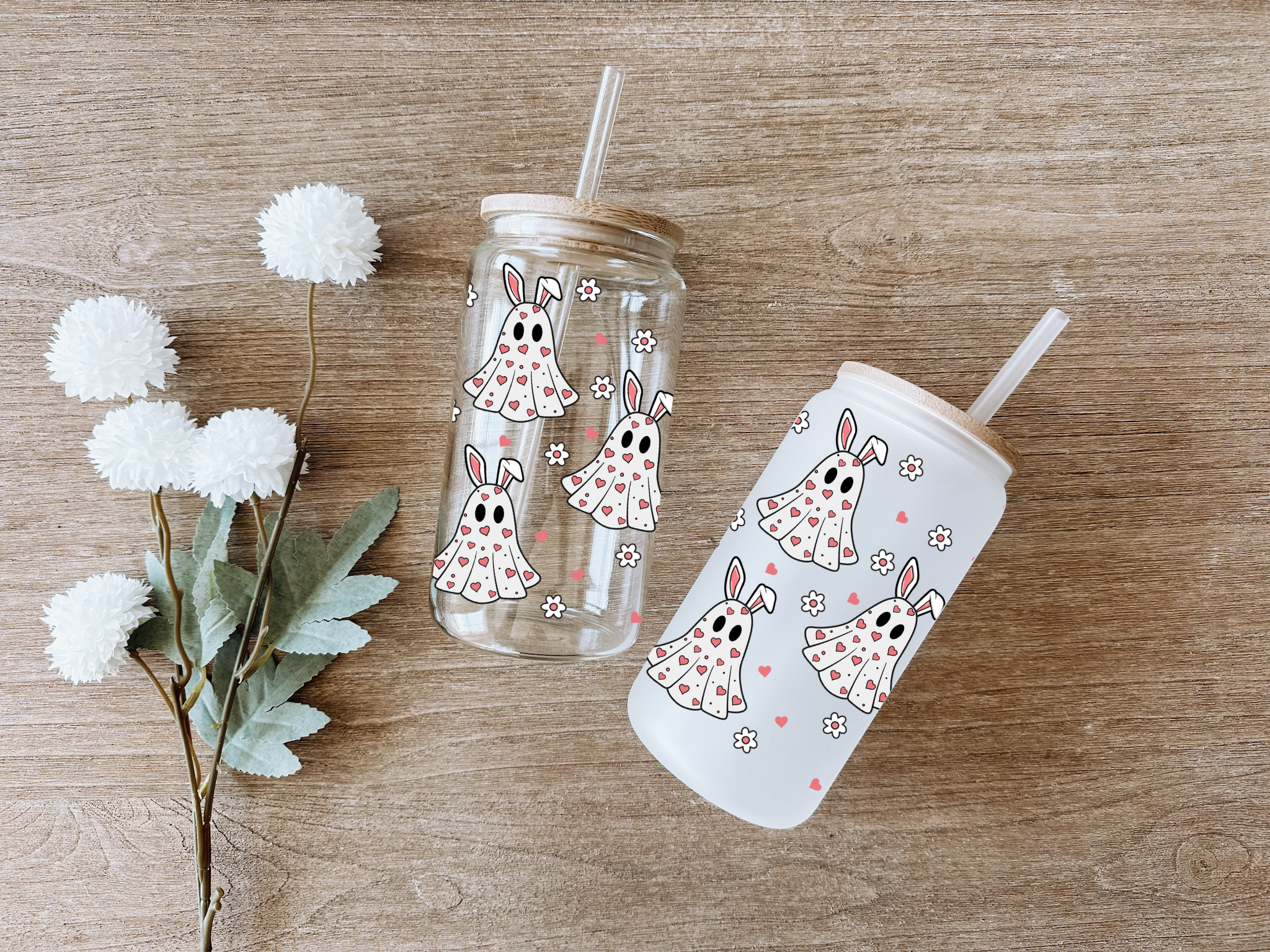Spooky Cute Ghost Bunny Glass Cup– BootifulCreations