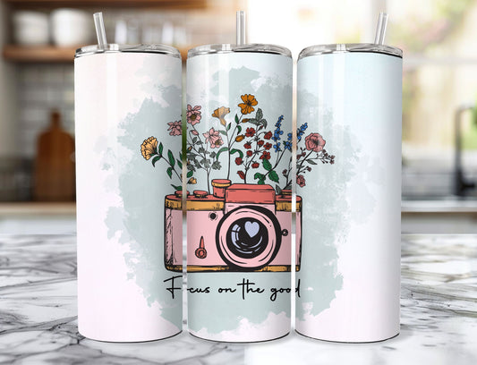 Focus on the Good Floral Camera Design 20oz Tumbler - Stainless Steel Insulated Drinkware