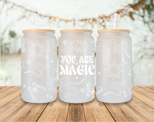 You Are Magic - 16oz Glass Tumbler with Bamboo Lid and Straw