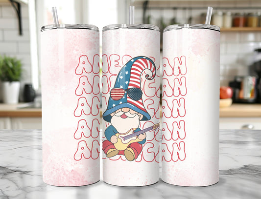 American Gnome Guitarist 20oz Tumbler - Patriotic Drinkware