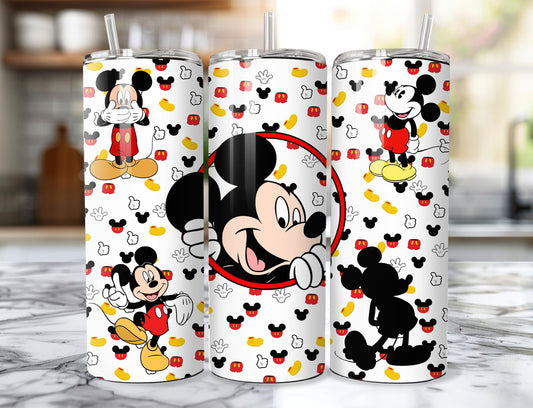 Disney Mickey Mouse 20oz Stainless Steel Tumbler - Colorful Hearts & Silhouettes Design